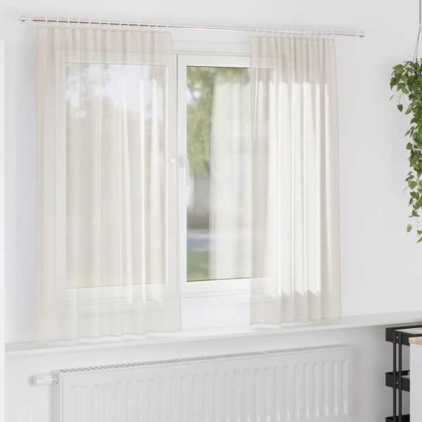 vidaXL Voile Curtains with Rod Pockets 2 pcs Cream