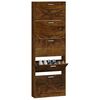 vidaXL Shoe Cabinet Smoked Oak 59x17x169 cm Engineered Wood