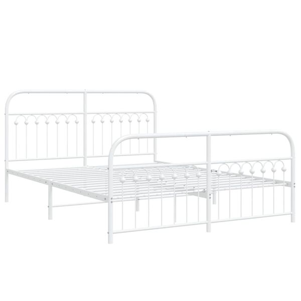 vidaXL Metal Bed Frame without Mattress with Footboard White 150x200cm