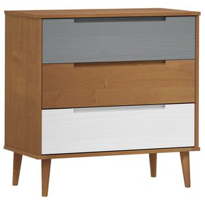 vidaXL Drawer Cabinet MOLDE Brown 80x40x80 cm Solid Wood Pine