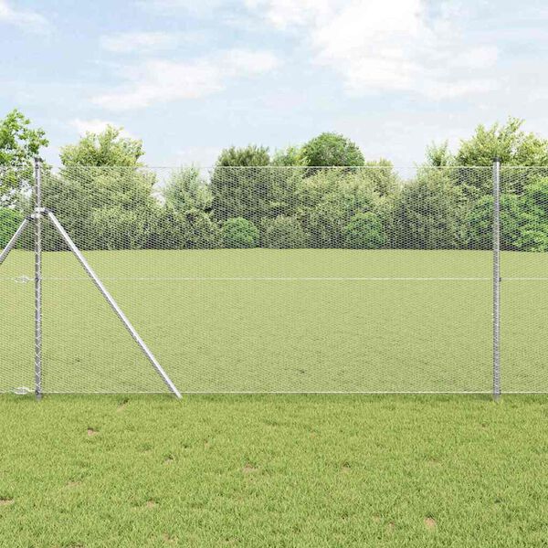 vidaXL Hexagon Fence Silver 1 x 10 m Galvanised steel