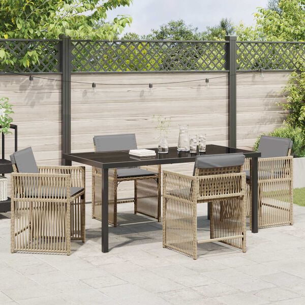 vidaXL Garden Dining Set 5 pcs Beige Poly Rattan