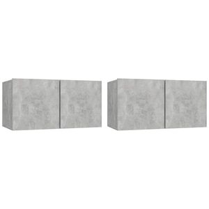 vidaXL 2 Piece Hanging TV Cabinet Set Concrete Grey 60x30x30 cm