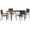 vidaXL Garden Dining Set 5 pcs Black Poly Rattan