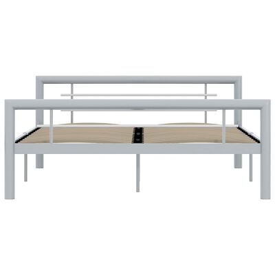 vidaXL Bed Frame Grey and White Metal 160x200 cm