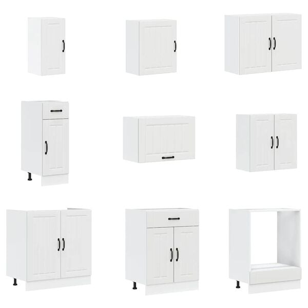 vidaXL 14 Piece Kitchen Cabinet Set Lucca White Engineered Wood