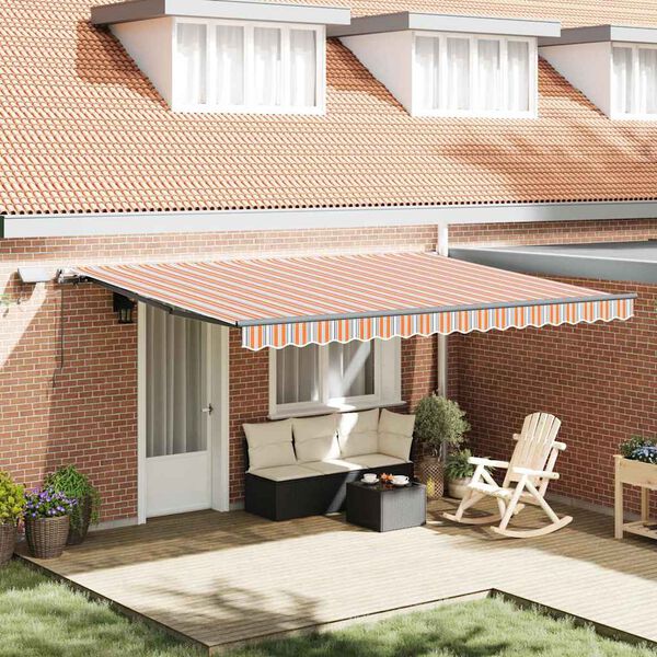vidaXL Retractable Awning Manual Multicolour 450 x 300 cm Fabric