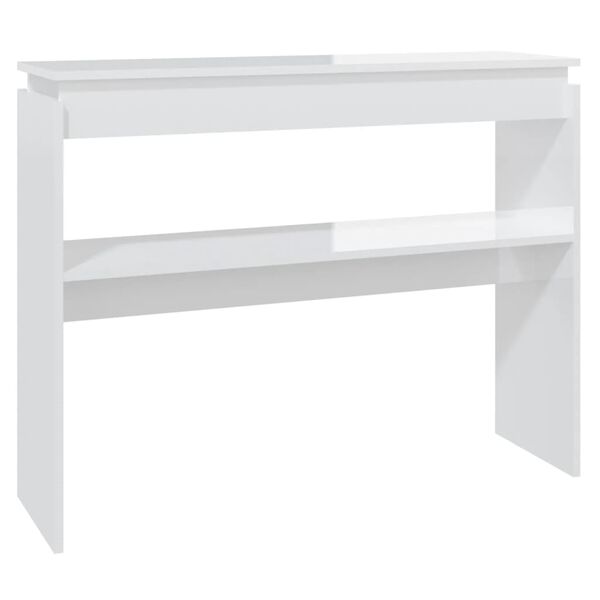 vidaXL Console Table High Gloss White 102x30x80 cm Engineered Wood