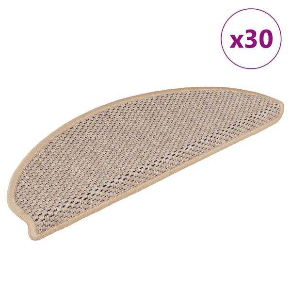 vidaXL Stair Mats Self-adhesive Sisal-Look 30 pcs 65x21x4 cm Light Beige