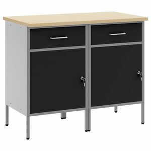 vidaXL Work Cabinet with Drawer 2 pcs Black and Grey 100 x 55 x 85 cm
