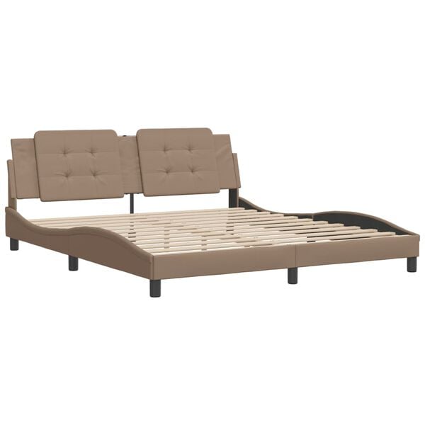 vidaXL Bed Frame without Mattress "Zadar" Cappuccino 180x200 cm Super King Faux Leather