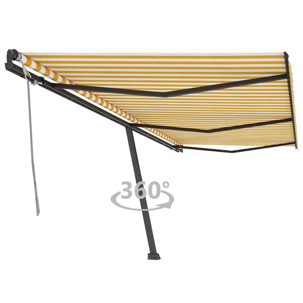 vidaXL Freestanding Manual Retractable Awning 600x350 cm Yellow/White