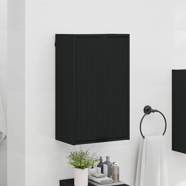 vidaXL Bathroom Cabinet Wall-mounted with Door Black 39 x 23.5 x 65 cm
