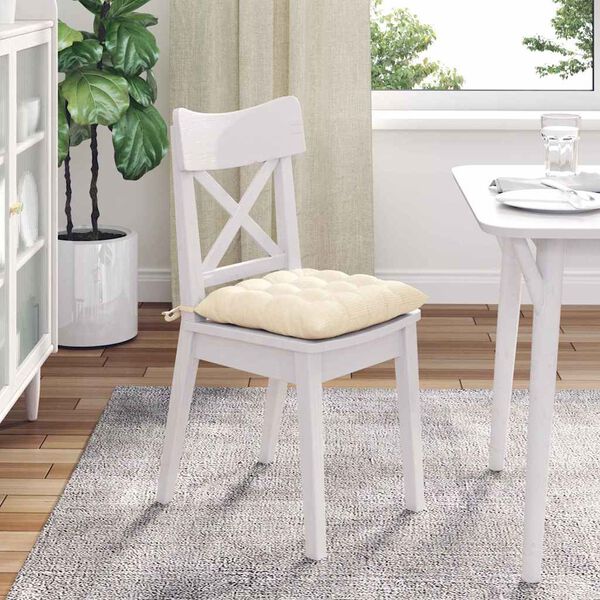vidaXL Seat Cushions 4 pcs Cream 40 x 40 x 6 cm Corduroy Fabric
