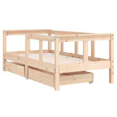 vidaXL Kids Bed Frame with Drawers 70x140 cm Solid Wood Pine