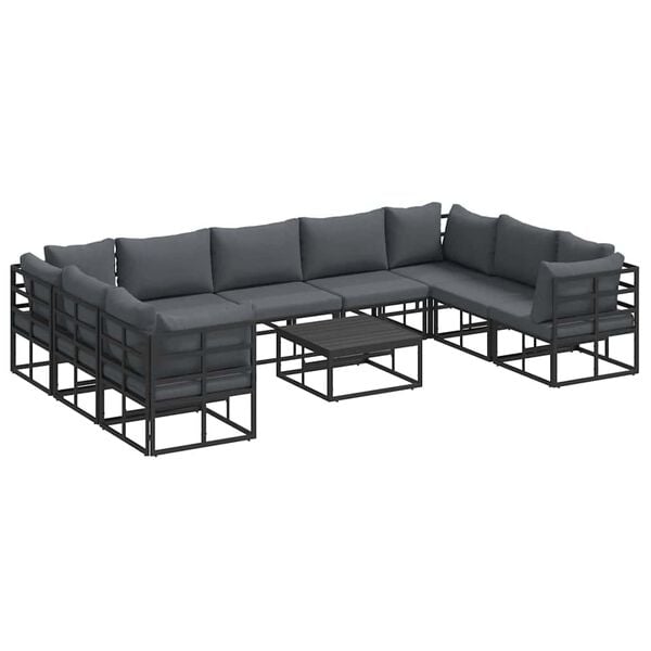 vidaXL Garden Sofa Set with Cushion Black Aluminium