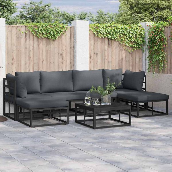 vidaXL Garden Sofa Set with Cushion Black Aluminium
