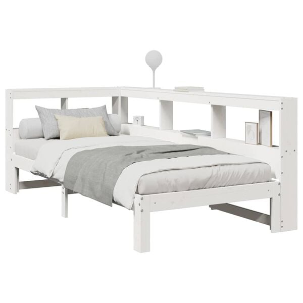 vidaXL Bookcase Bed without Mattress White 90x200 cm Solid Wood Pine