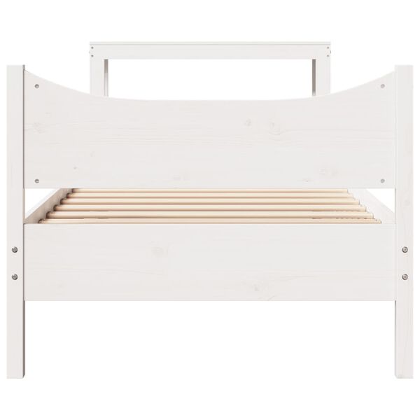 vidaXL Bed Frame with Headboard White 90x200 cm Solid Wood Pine