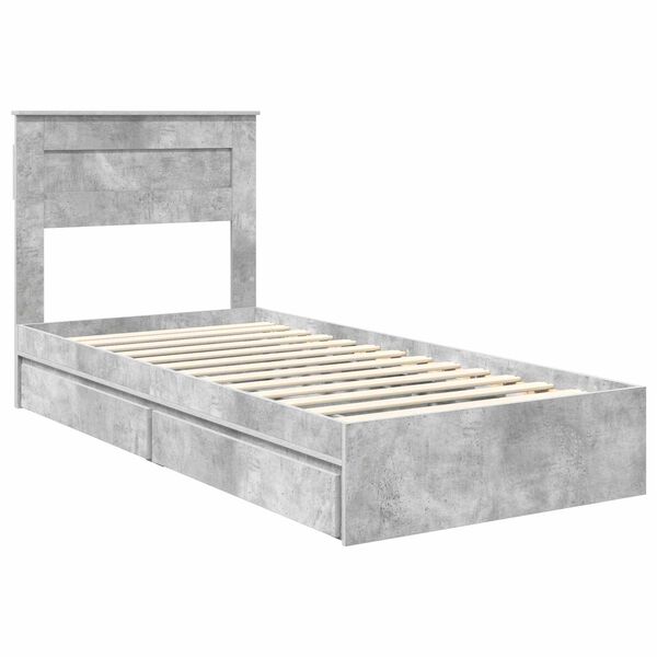 vidaXL Storage Bed Concrete Grey 90 x 200 cm Engineered Wood