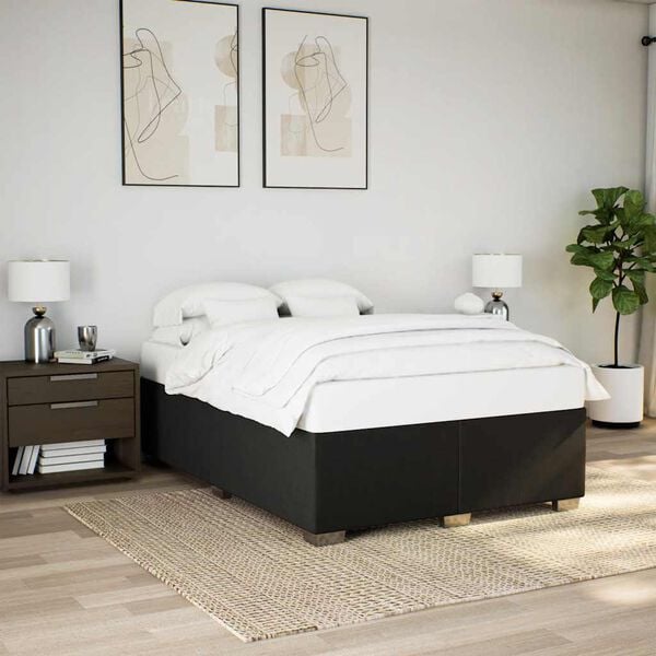 vidaXL Bed Frame without Mattress Black&nbsp;Double Fabric