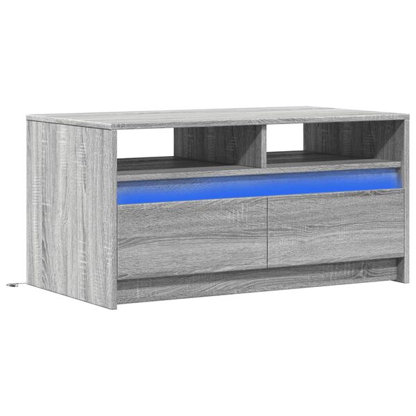 vidaXL Coffee Table with LED Lights Grey Sonoma Engineered Wood