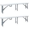 vidaXL Folding Garden Benches 2 pcs 180 cm HDPE White