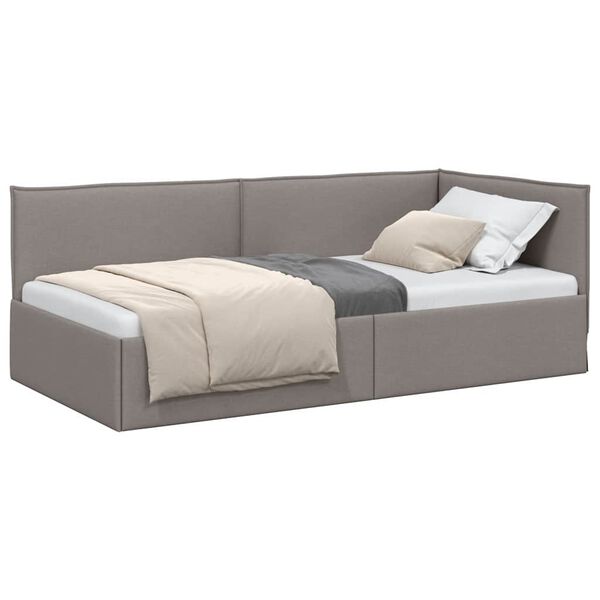 vidaXL Corner Bed Frame with Headboard Taupe 100 x 200 cm Fabric