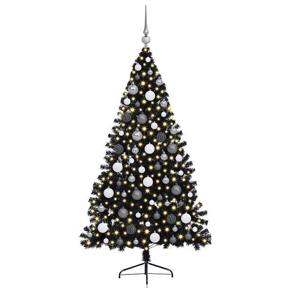 vidaXL Artificial Pre-lit Christmas Tree Black 180 cm PVC