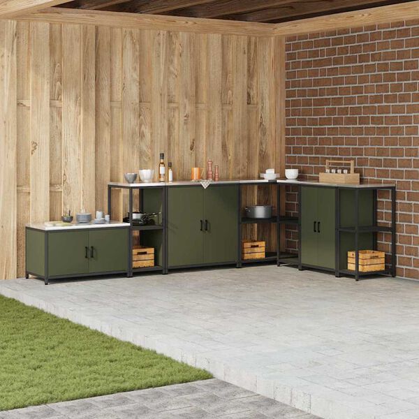 vidaXL Kitchen Storage with Shelf Olive Green 40 x 50 x 92 cm Steel