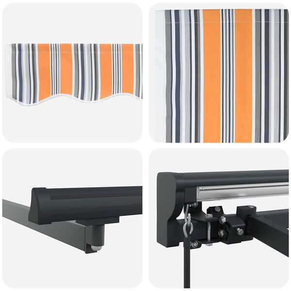 vidaXL Retractable Awning Manual Blue and Orange 400 x 300 cm