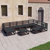 vidaXL 10 Piece Garden Lounge Set Black Solid Pinewood