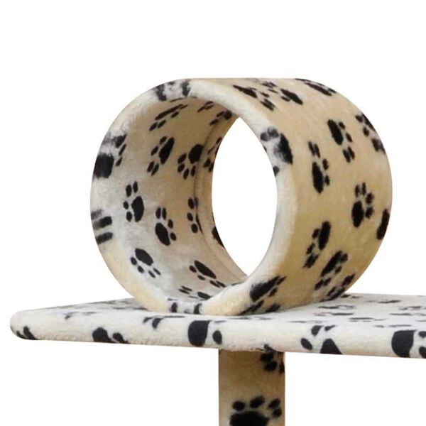 vidaXL Cat Tree Beige with paw prints 83 x 72 x 140 cm Wood