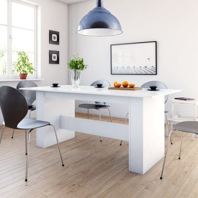 vidaXL Dining Table High Gloss White 180x90x76 cm Engineered Wood
