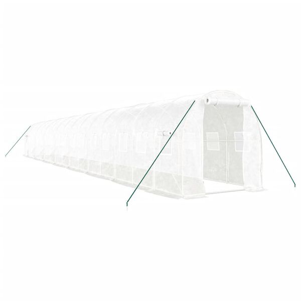vidaXL Greenhouse with Steel Frame White 32 m&sup2; 16x2x2 m