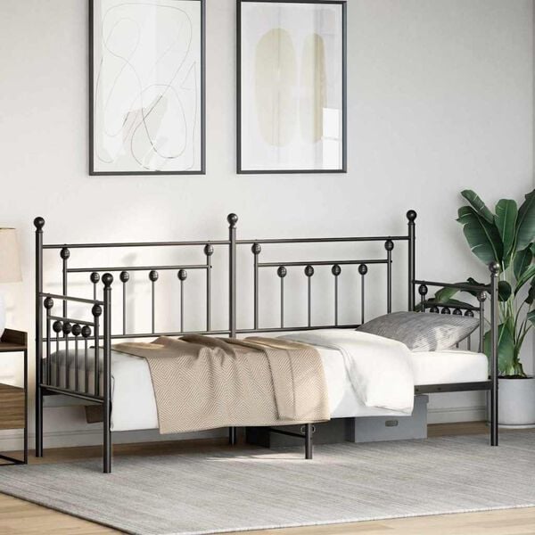 vidaXL Daybed Frame with Headboard Black 80 x 200 cm Steel