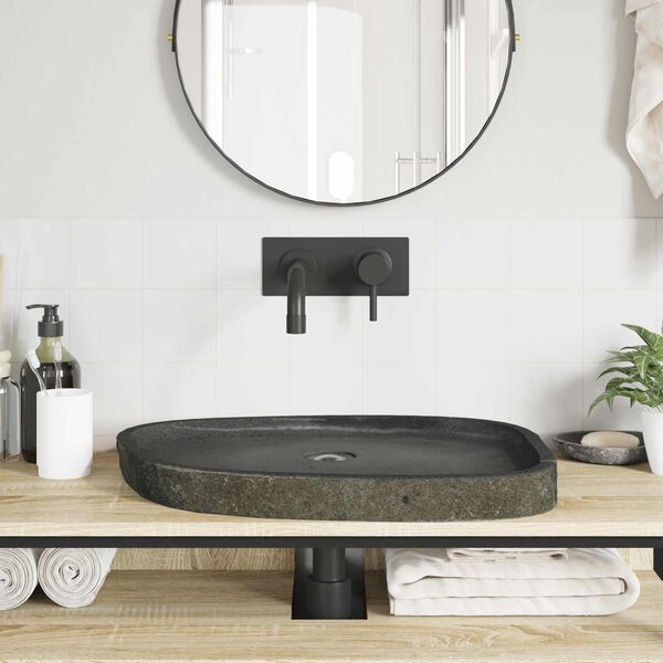 vidaXL Wall Hung Basin Grey (38-45) x (30-35) x 15 cm River stone