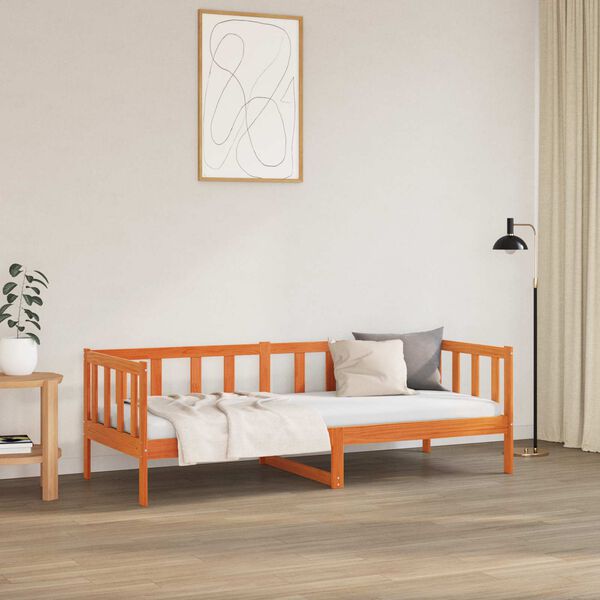 vidaXL Bed Frame with Headboard Wax Brown 80 x 200 cm Solid Pine Wood