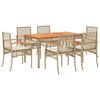 vidaXL 7 Piece Garden Dining Set with Cushions Beige Poly Rattan