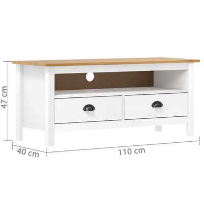 vidaXL TV Cabinet Hill White 110x40x47 cm Solid Pine Wood