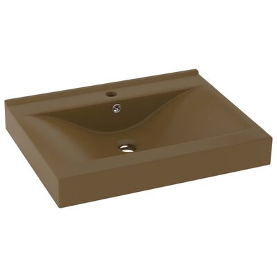 vidaXL Luxury Basin with Faucet Hole Matt Cream 60x46 cm Ceramic