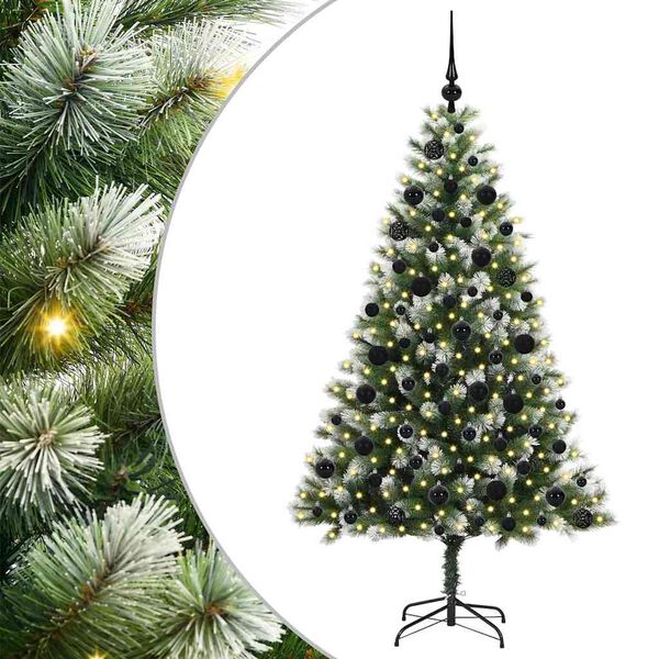 vidaXL Artificial Hinged Christmas Tree with Flocked Snow 180 cm