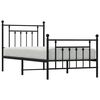 vidaXL Metal Bed Frame without Mattress with Footboard Black 90x190cm