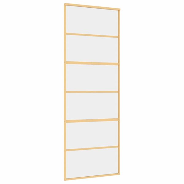 vidaXL Sliding Door Gold 76x205 cm Clear ESG Glass and Aluminium