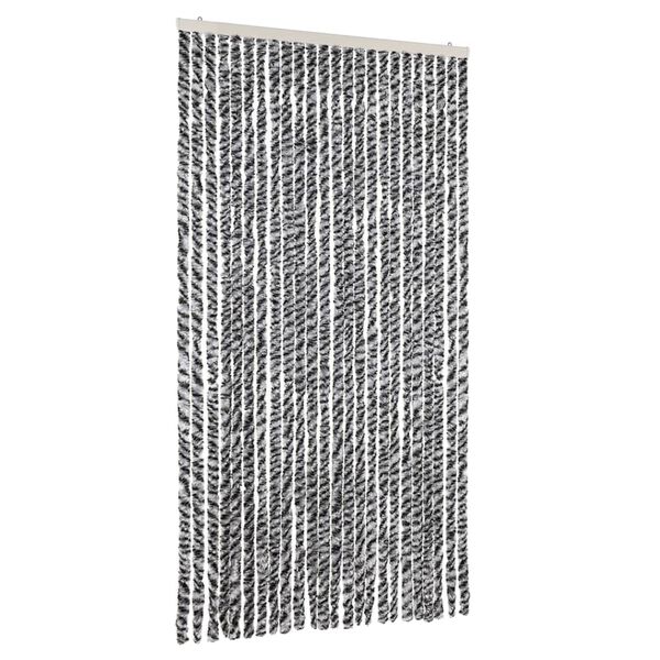 vidaXL Fly Curtain Grey and Black and White 100x230 cm Chenille