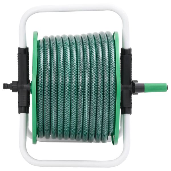 vidaXL Free Standing Green Hose Reel with 20 m Hose PVC