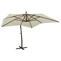 vidaXL Hanging Parasol with Wooden Pole 300 cm Sand White