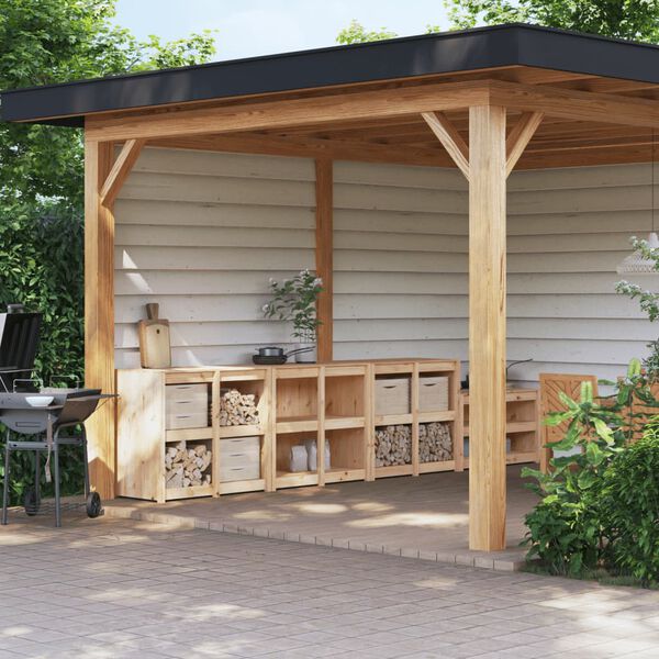 vidaXL Outdoor Kitchen Cabinets 3 pcs Solid Wood Pine