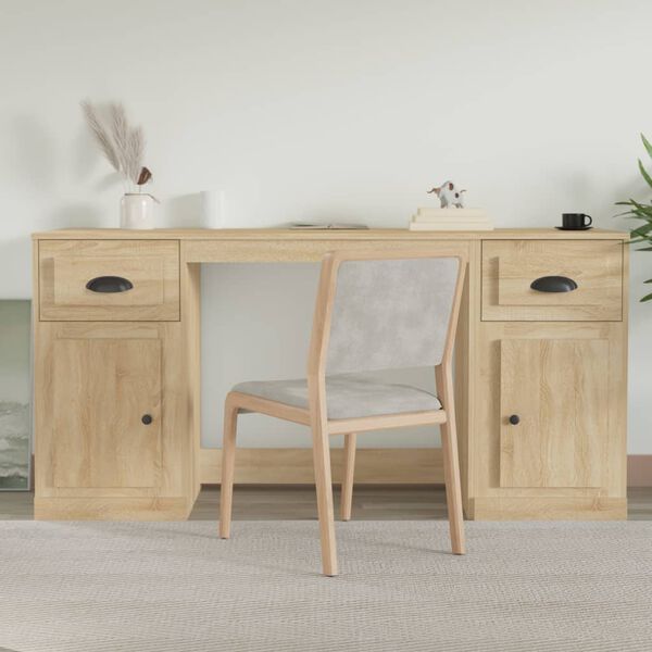 vidaXL Desk with Cabinet Sonoma Oak Engineered Wood
