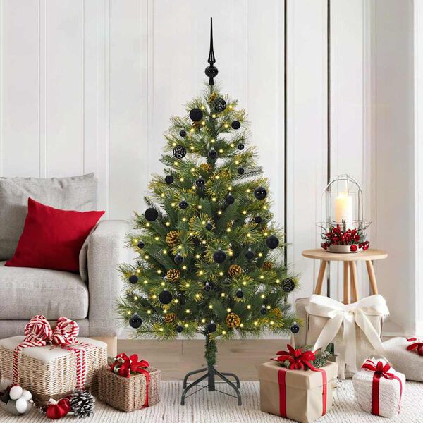 vidaXL Artificial Hinged Christmas Tree with Cones Green 150 cm